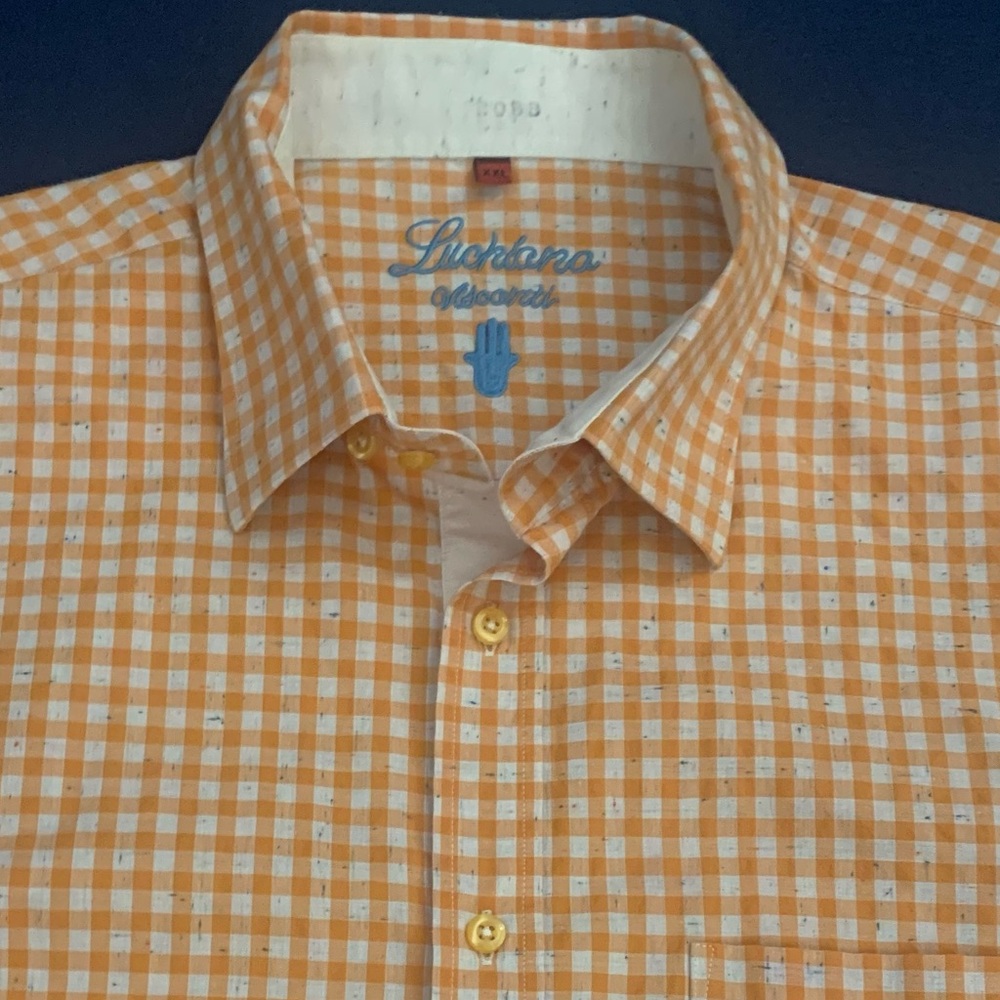 LUCHIANA VISCONTI LS Checked Shirt w Hidden Button Down Collar.